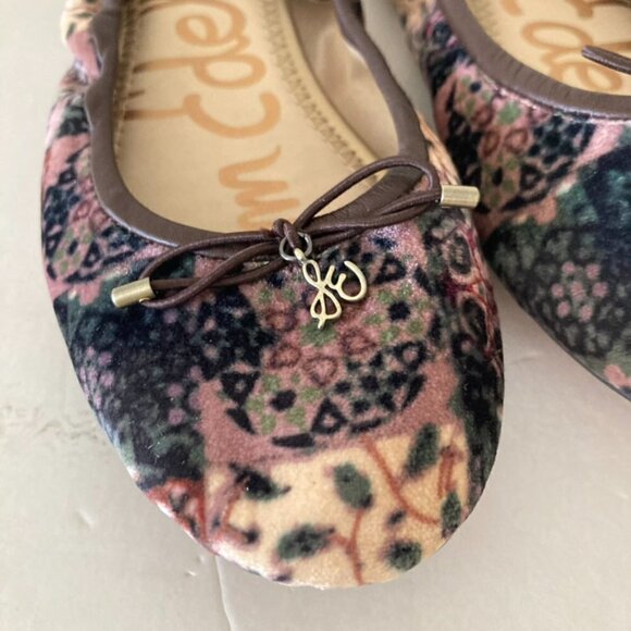 NWOB Sam Edelman Free People Felicia Ivory Combo Floral Velvet Flats Sz 7 - Picture 2 of 4